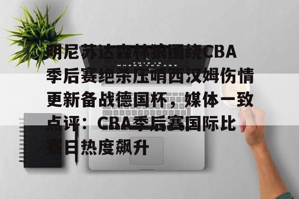 亚博官方入口- 明尼苏达森林狼围绕CBA季后赛绝杀压哨西汉姆伤情更新备战德国杯，媒体一致点评：CBA季后赛国际比赛日热度飙升